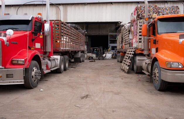 Cargo trucks at the C.I. ACA metal recycling yard